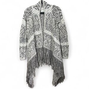 Abercrombie & Fitch Wool Blend Open Front Cardigan With Fringe Size Medium